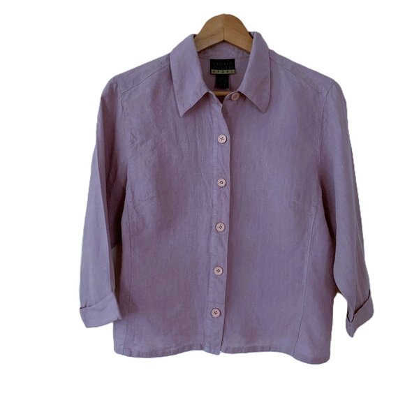 Sigrid Olsen 100% Linen Button Down Top Size 10 Vintage - Picture 1 of 8
